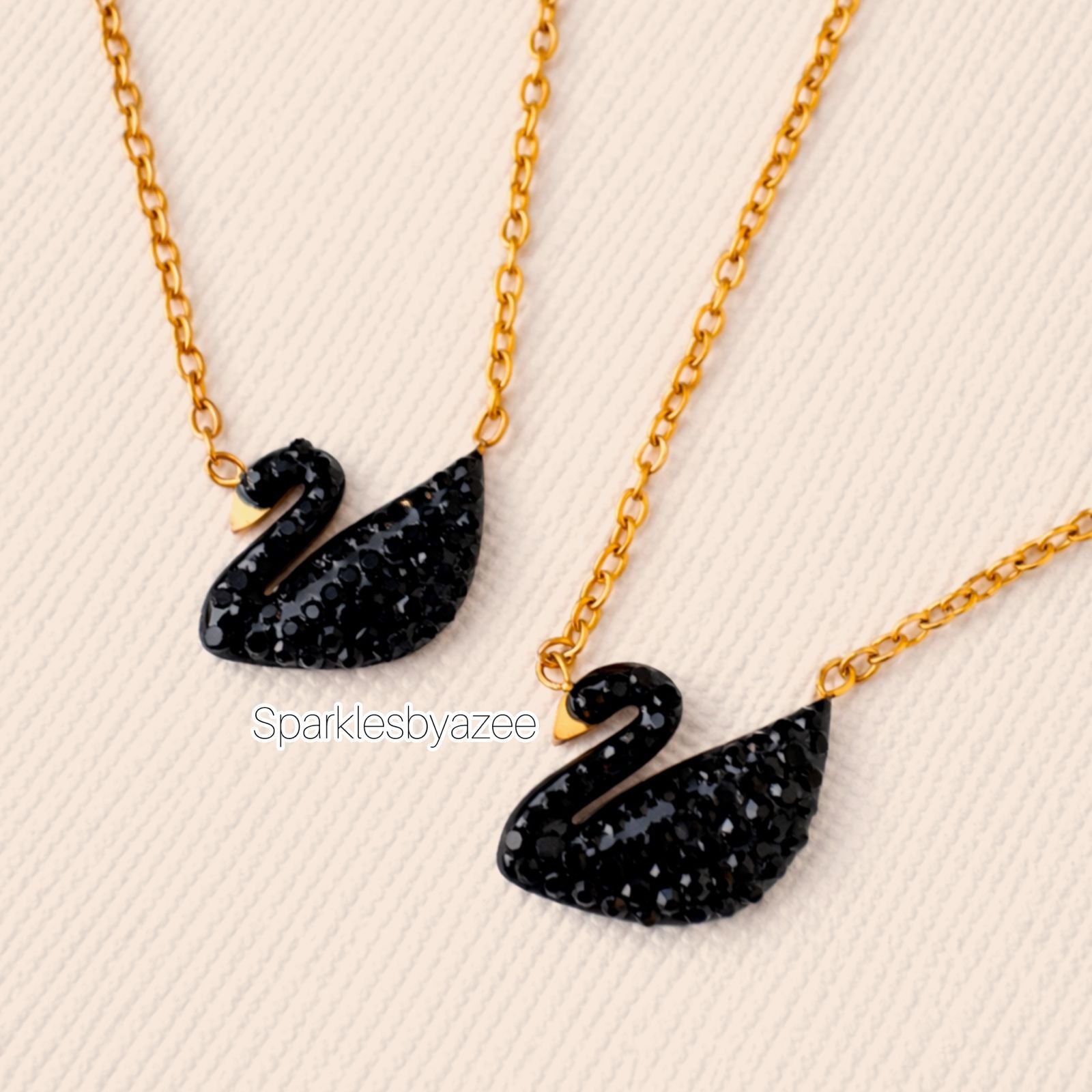 Swarovski Black Swan Necklace (18K Gold Plated)